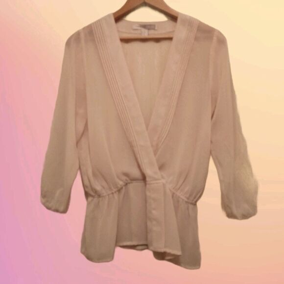 Forever 21 Blush Peach Sheer Surplice Blouse - Picture 1 of 6